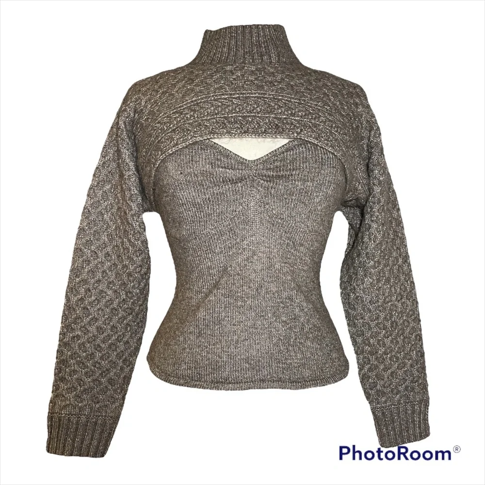 NWT Anthropologie heather brown two piece sweater size S - Picture 2 of 11